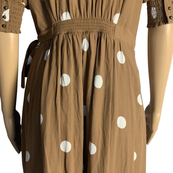 Maeve Anthropologie Bernice Midi Polka Dot Wrap Dress Sz 8P 8 with Pockets - Picture 7 of 14